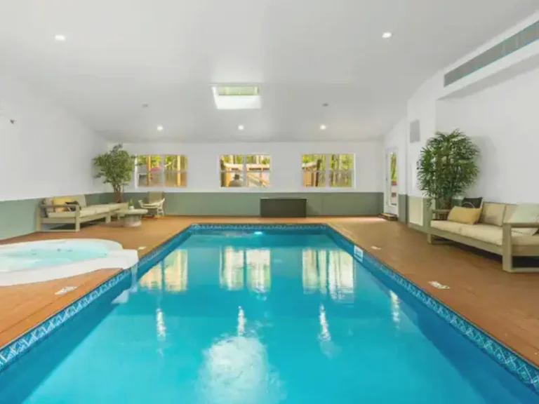 Spacious indoor pool and hot tub at a Tobyhanna, PA rental