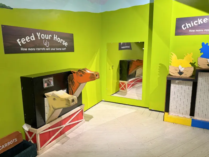 Feed-your-horse interactive farm exhibit at Bucks County Children's Museum