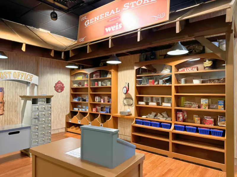 Interactive general store exhibit at Bucks County Children's Museum