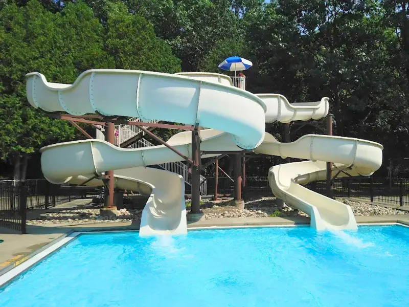 Outdoor waterslide at a Saratoga Springs park, fun for all ages.