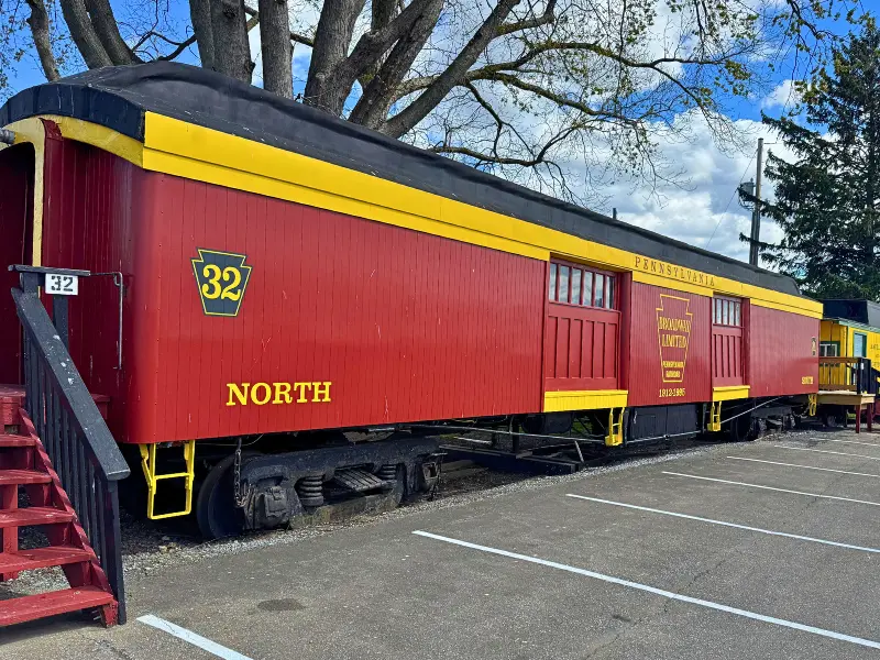 Restored Pennsylvania Railroad train car room at Red Caboose Motel near Strasburg PA.
