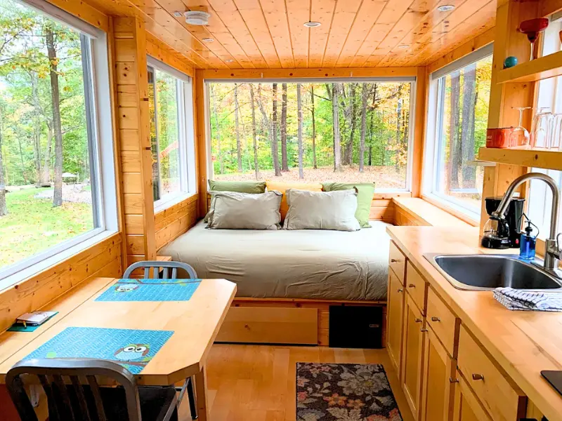 Tiny house interior at A Tiny House Resort in Catskills NY.