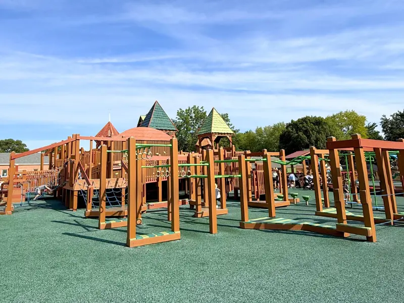 Treehouse Playground of Lititz inclusive playground structure in Lititz Pennsylvania, a large free family playground