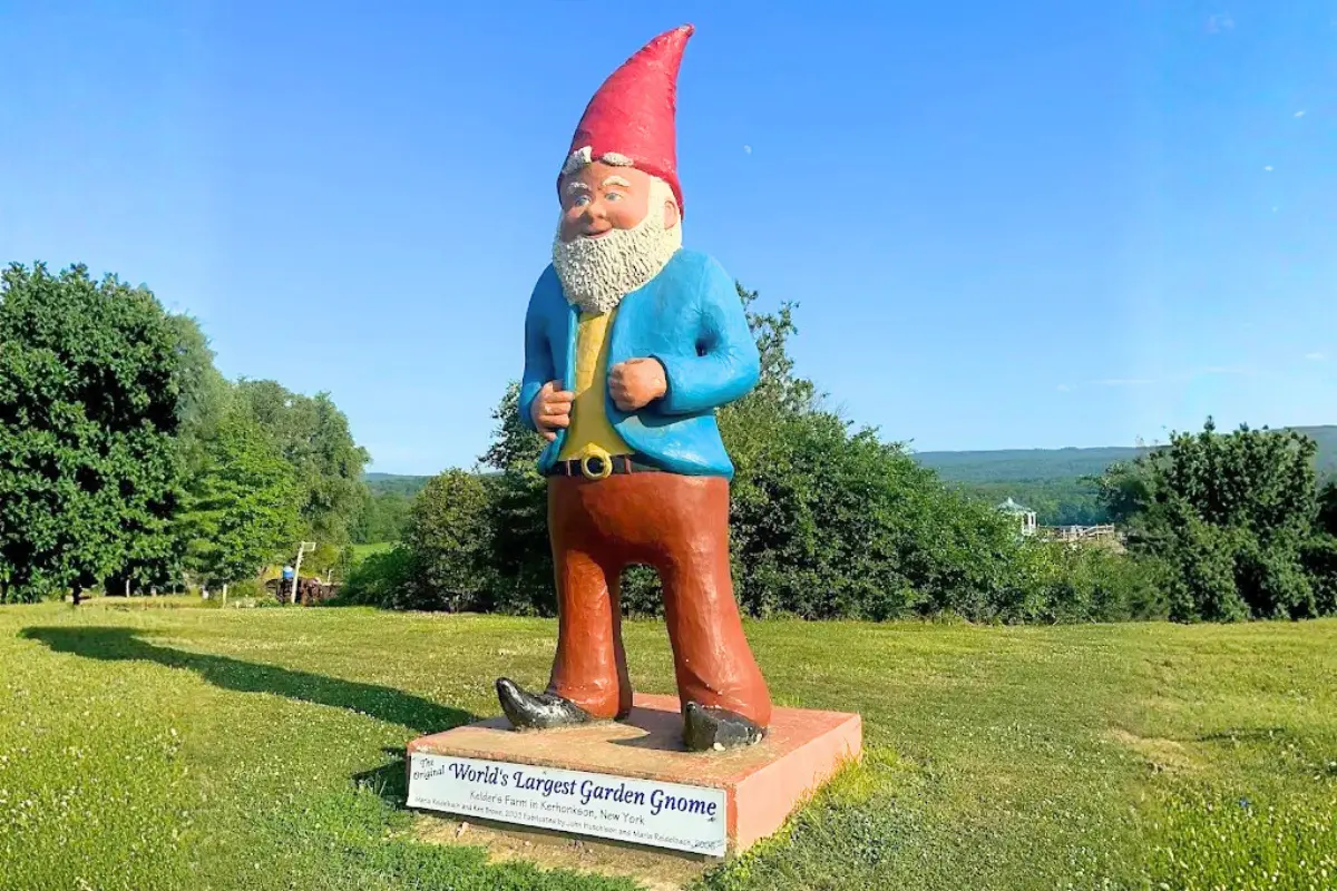 World’s Largest Garden Gnome statue at Kelder’s Farm in Kerhonkson, one of the weird things to do in Upstate New York